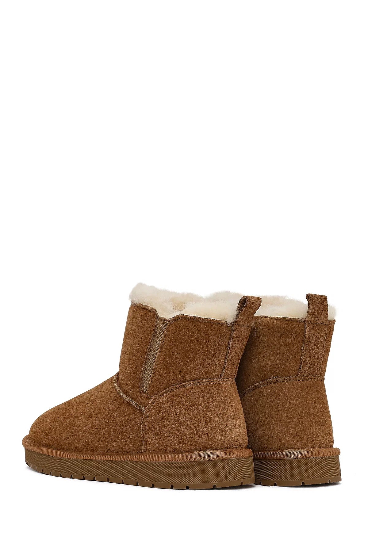 Kadın Camel Süet Deri Teddy Bot - Image 6