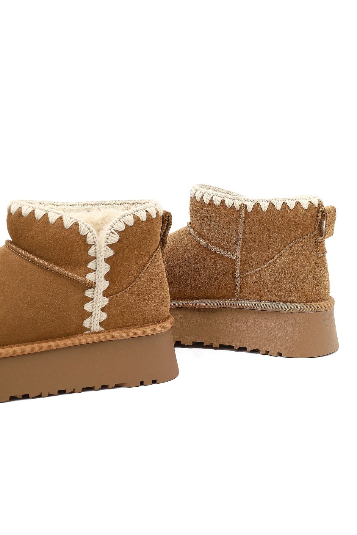 Kadın Camel Süet Deri Teddy Bot - Image 10