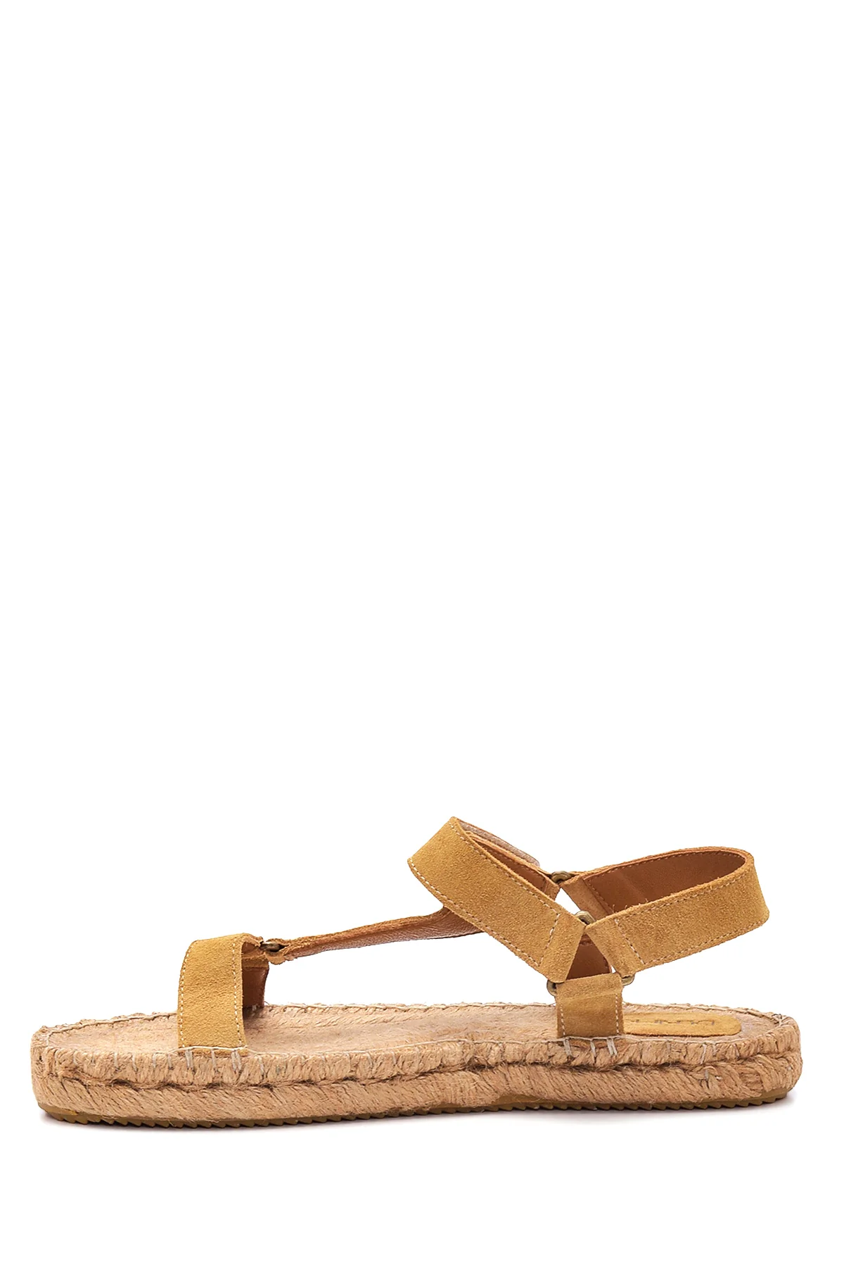 Kadın Camel Süet Hasır Taban Espadril Sandalet - Image 2