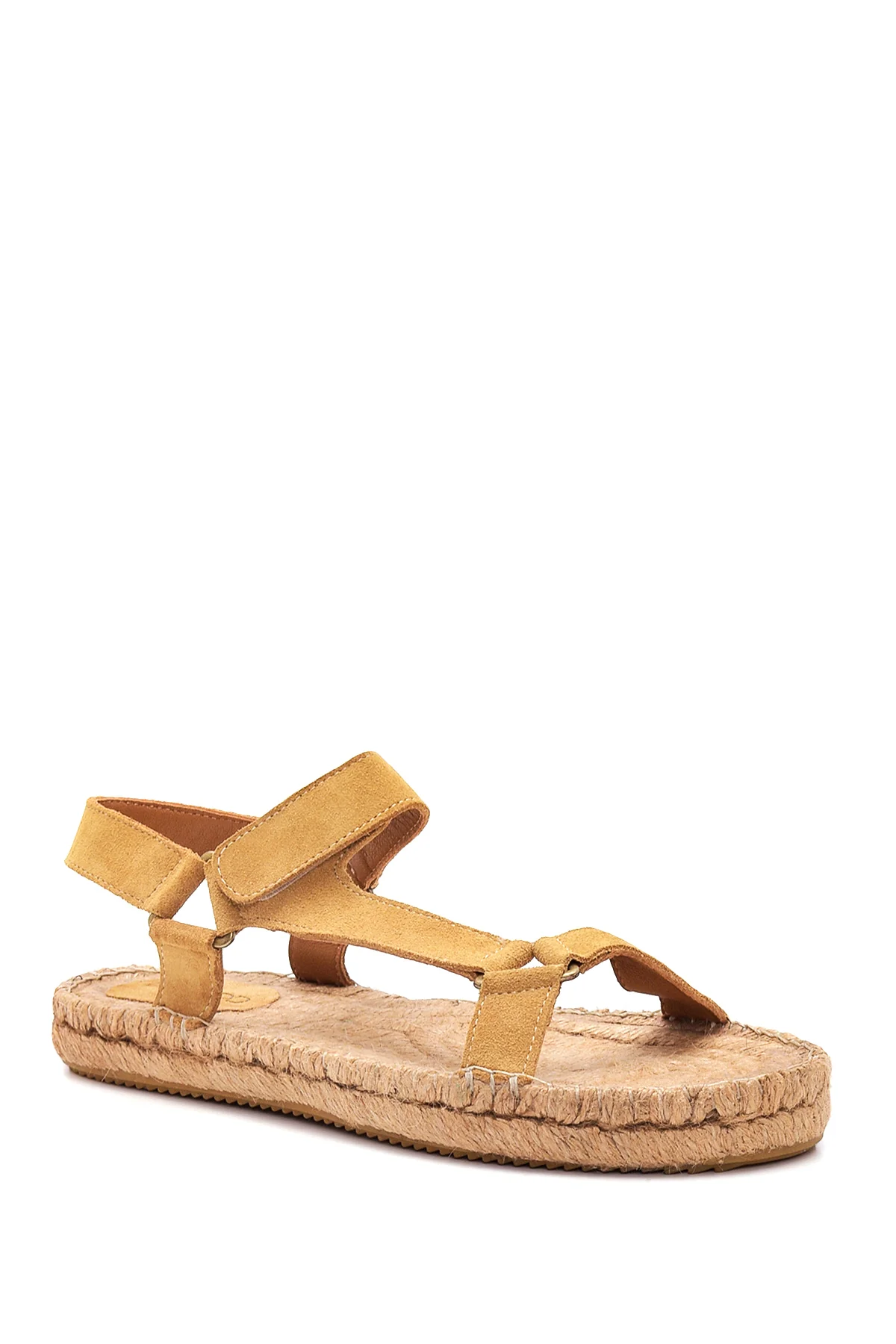 Kadın Camel Süet Hasır Taban Espadril Sandalet - Image 3