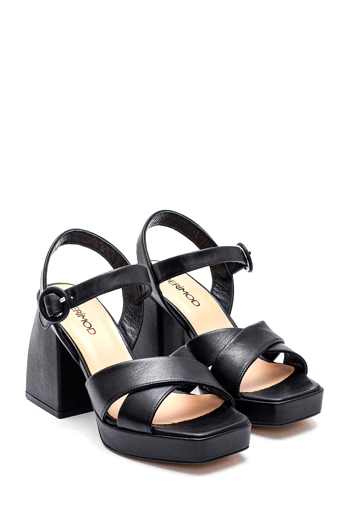 Kadın Casual Platform Topuklu Deri Sandalet - Image 3