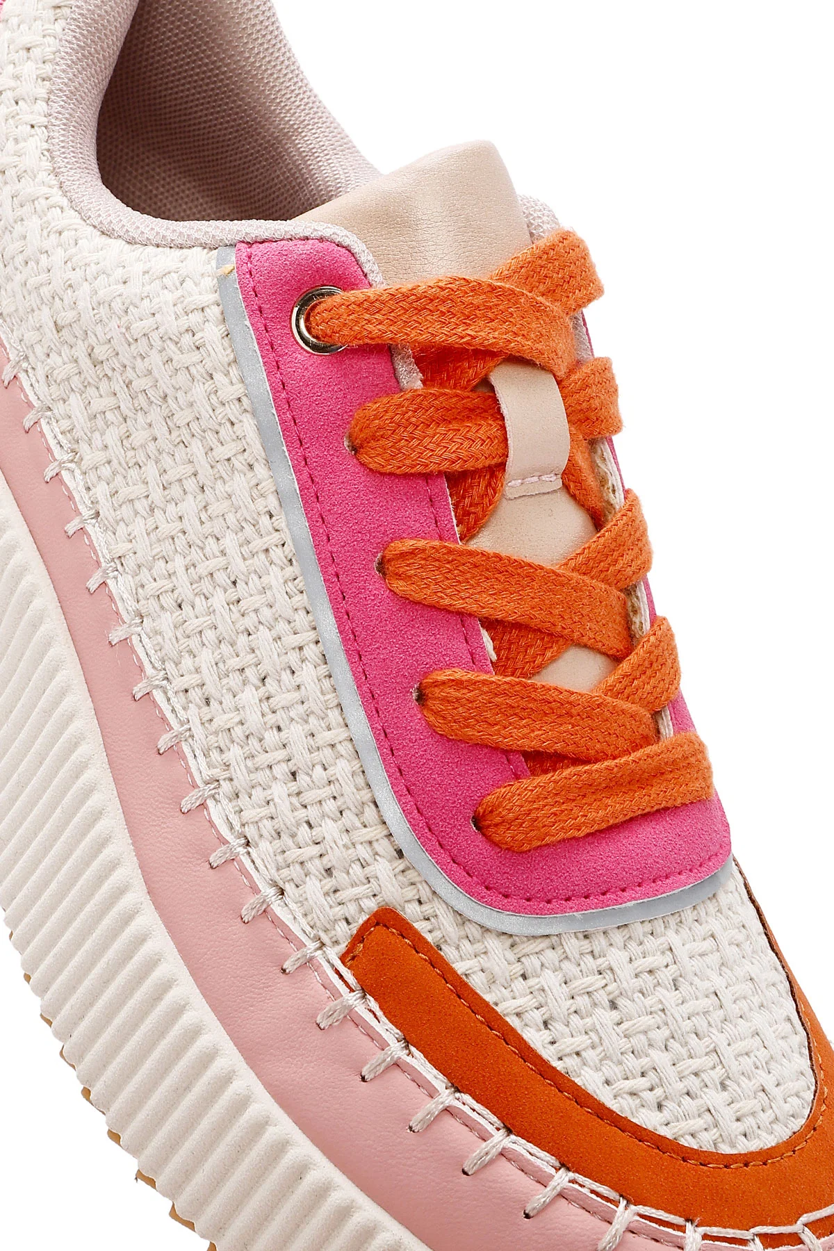 Kadın Çok Renkli Bağcıklı Kalın Tabanlı Örgülü Sneaker - Image 10