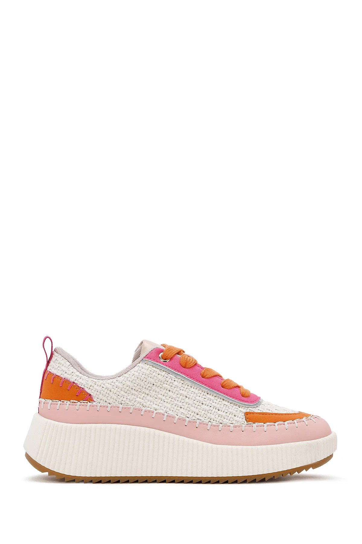 Kadın Çok Renkli Bağcıklı Kalın Tabanlı Örgülü Sneaker - Image 2