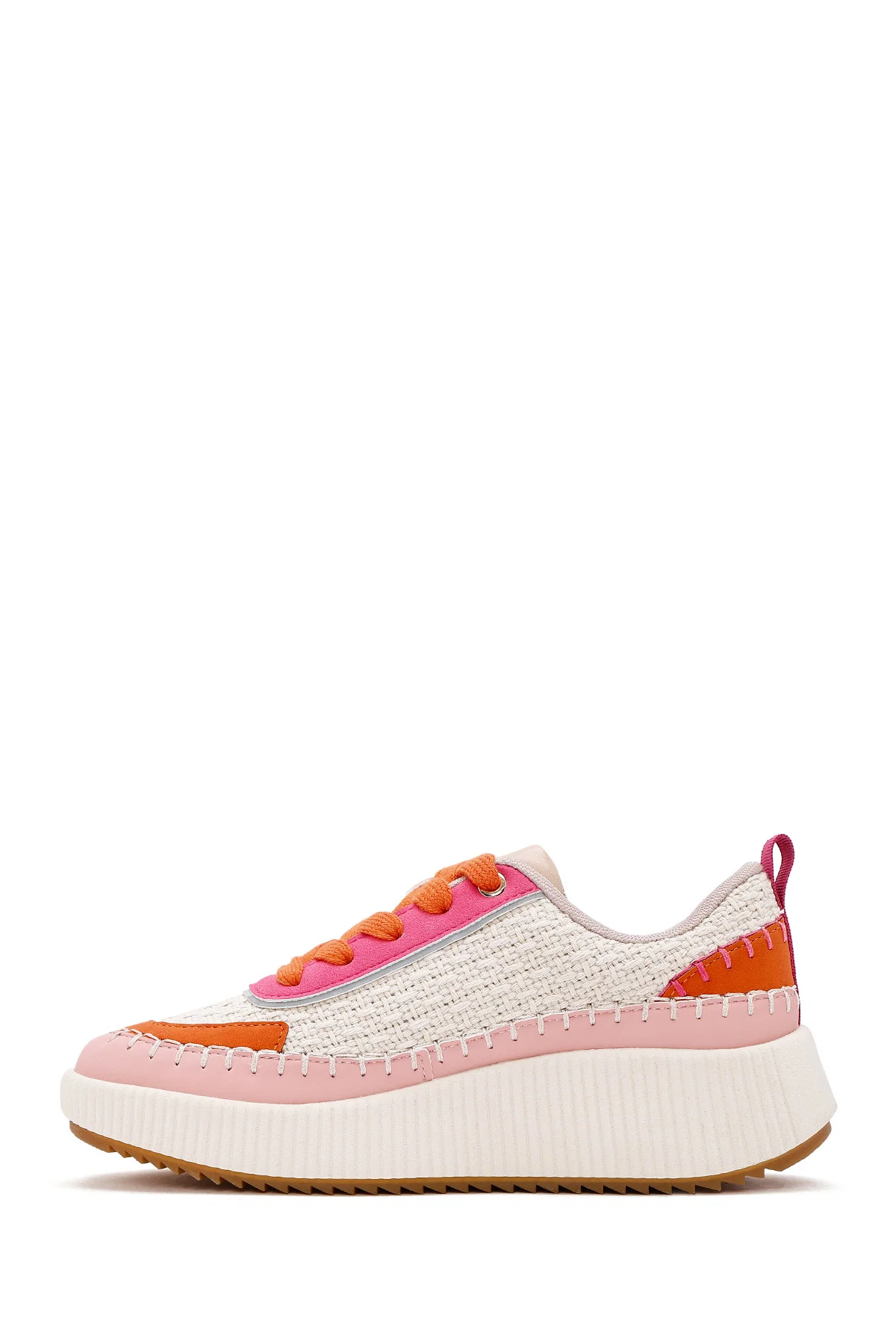 Kadın Çok Renkli Bağcıklı Kalın Tabanlı Örgülü Sneaker - Image 4