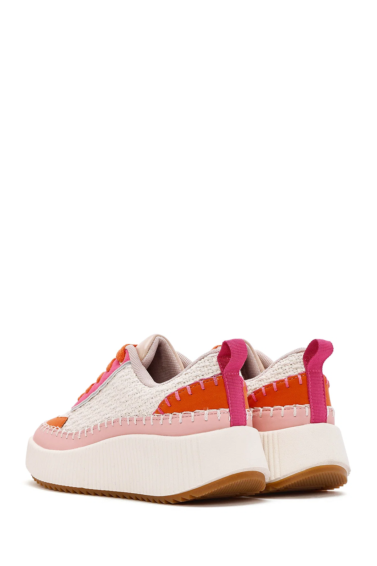 Kadın Çok Renkli Bağcıklı Kalın Tabanlı Örgülü Sneaker - Image 6