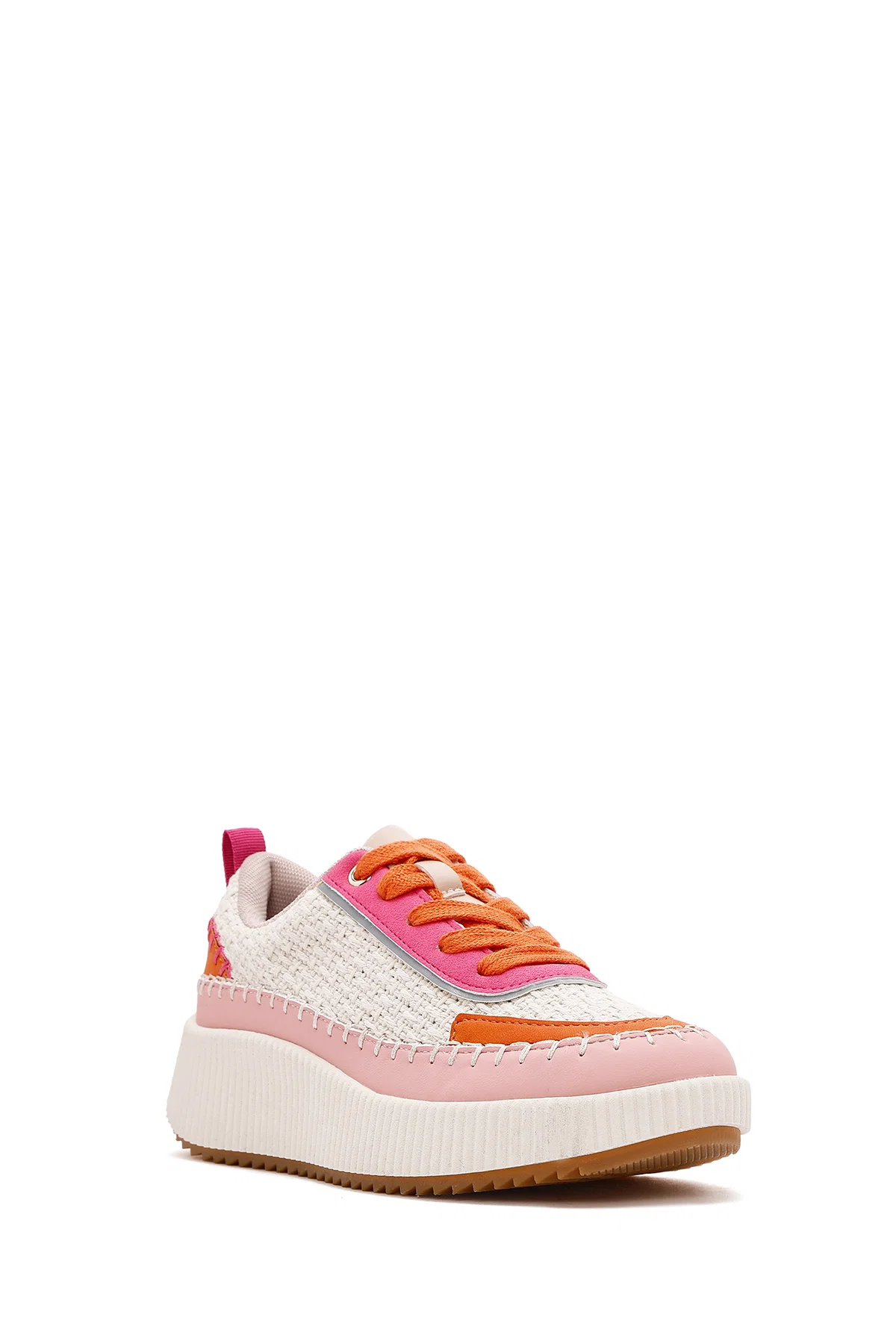 Kadın Çok Renkli Bağcıklı Kalın Tabanlı Örgülü Sneaker - Image 7