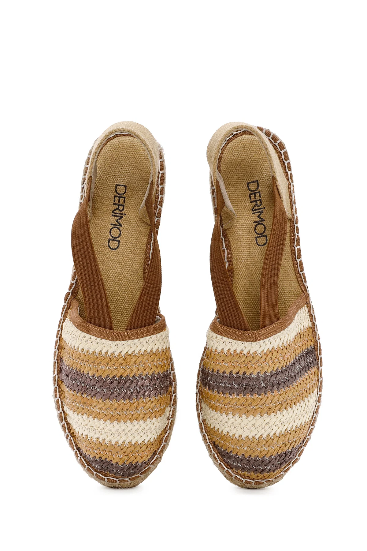 Kadın Çok Renkli Kalın Tabanlı Hasır Espadril Sandalet - Image 7