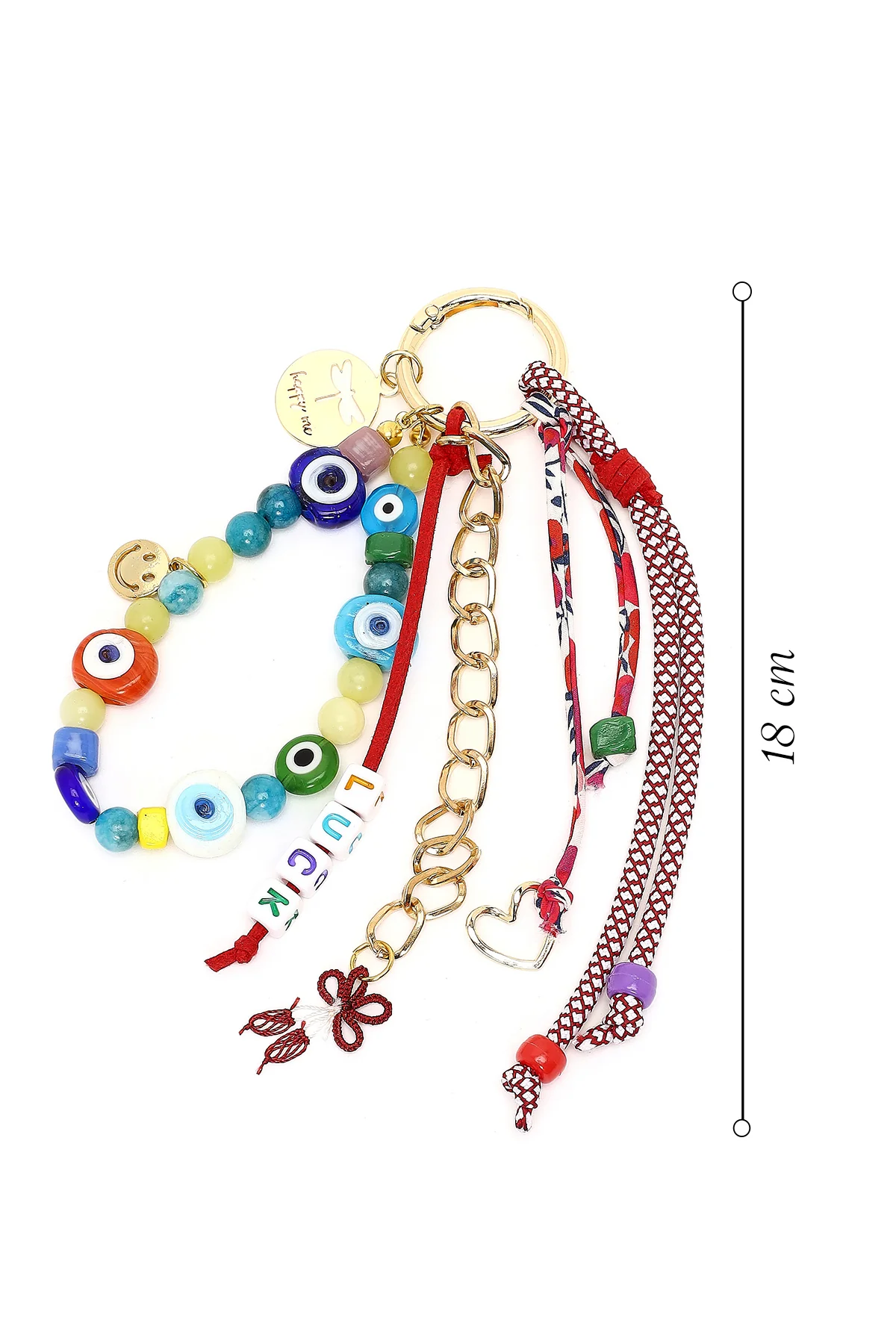 Kadın Çok Renkli Zincir Detaylı Boncuklu Metal Charm - Image 2
