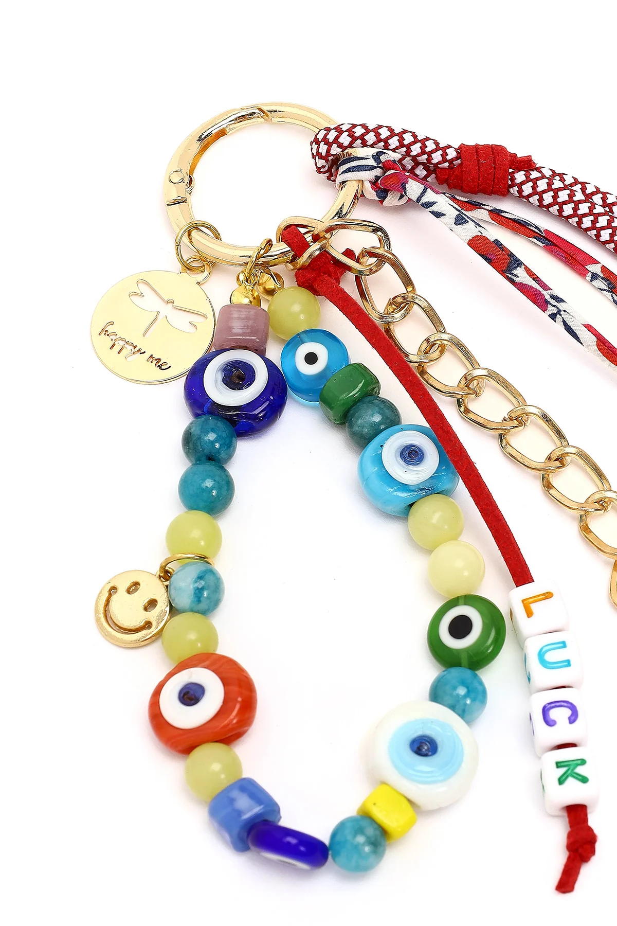 Kadın Çok Renkli Zincir Detaylı Boncuklu Metal Charm - Image 4