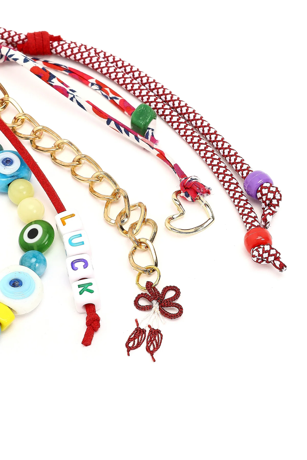 Kadın Çok Renkli Zincir Detaylı Boncuklu Metal Charm - Image 5
