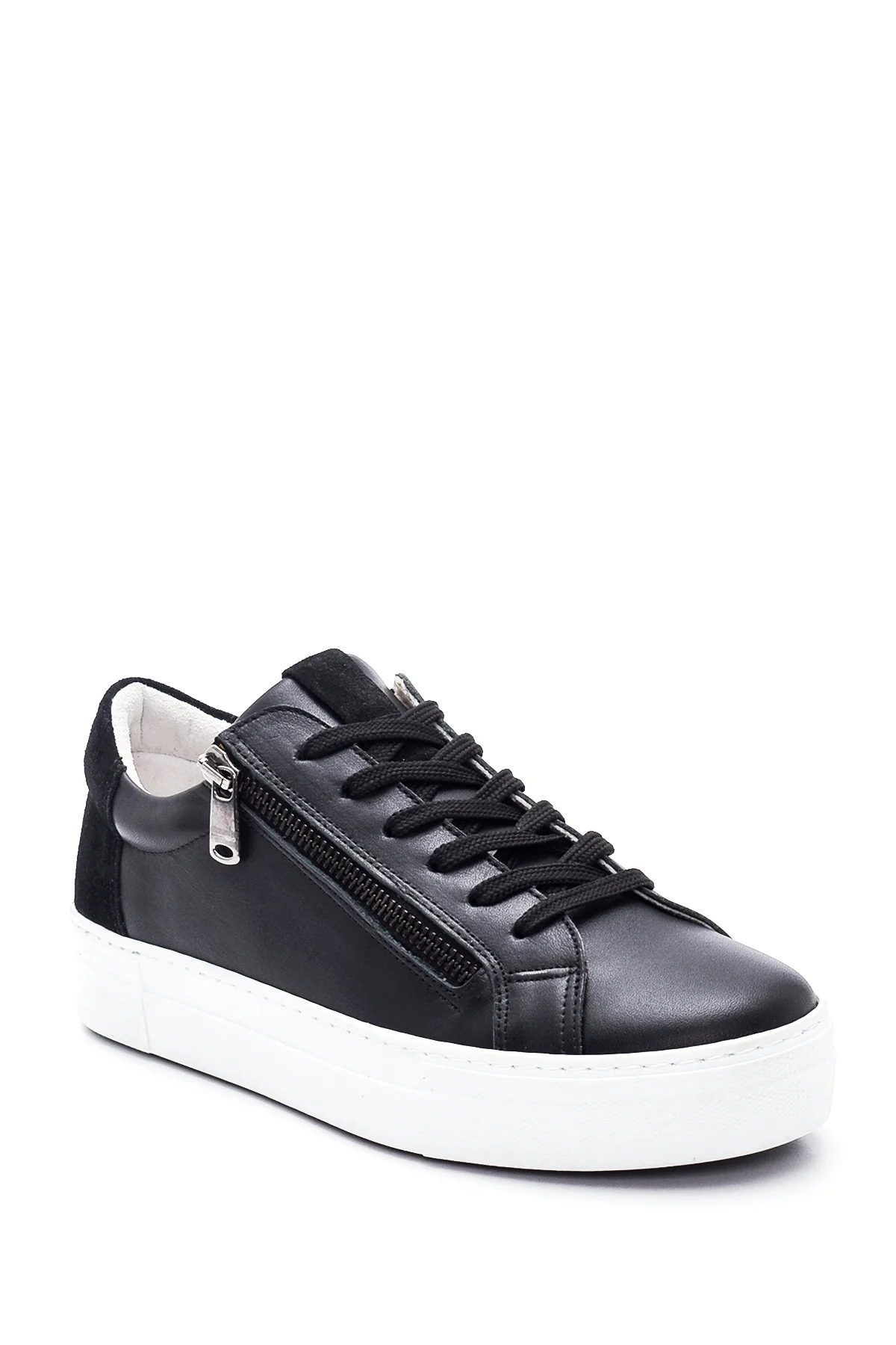 Kadın Deri Fermuar Detaylı Sneaker - Image 3