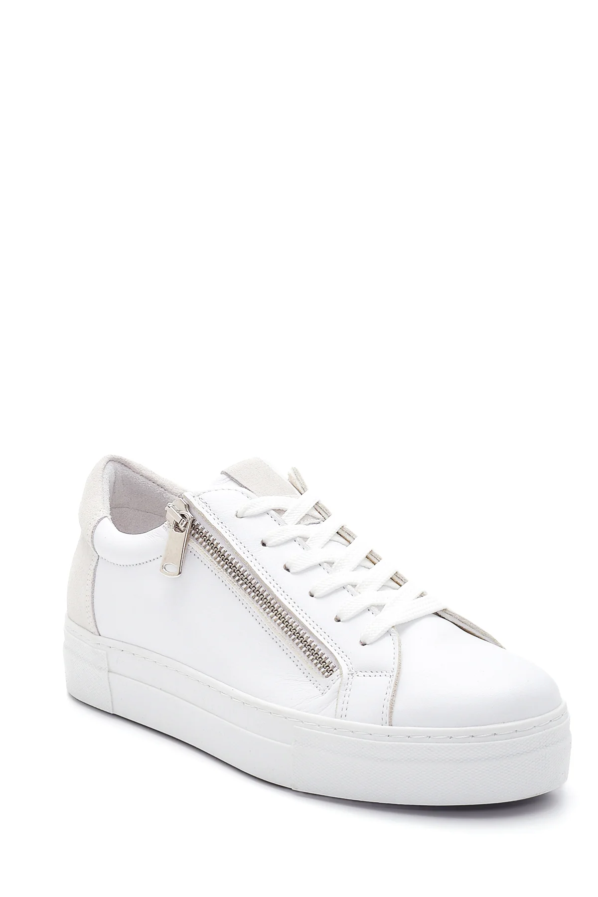 Kadın Deri Fermuar Detaylı Sneaker - Image 3