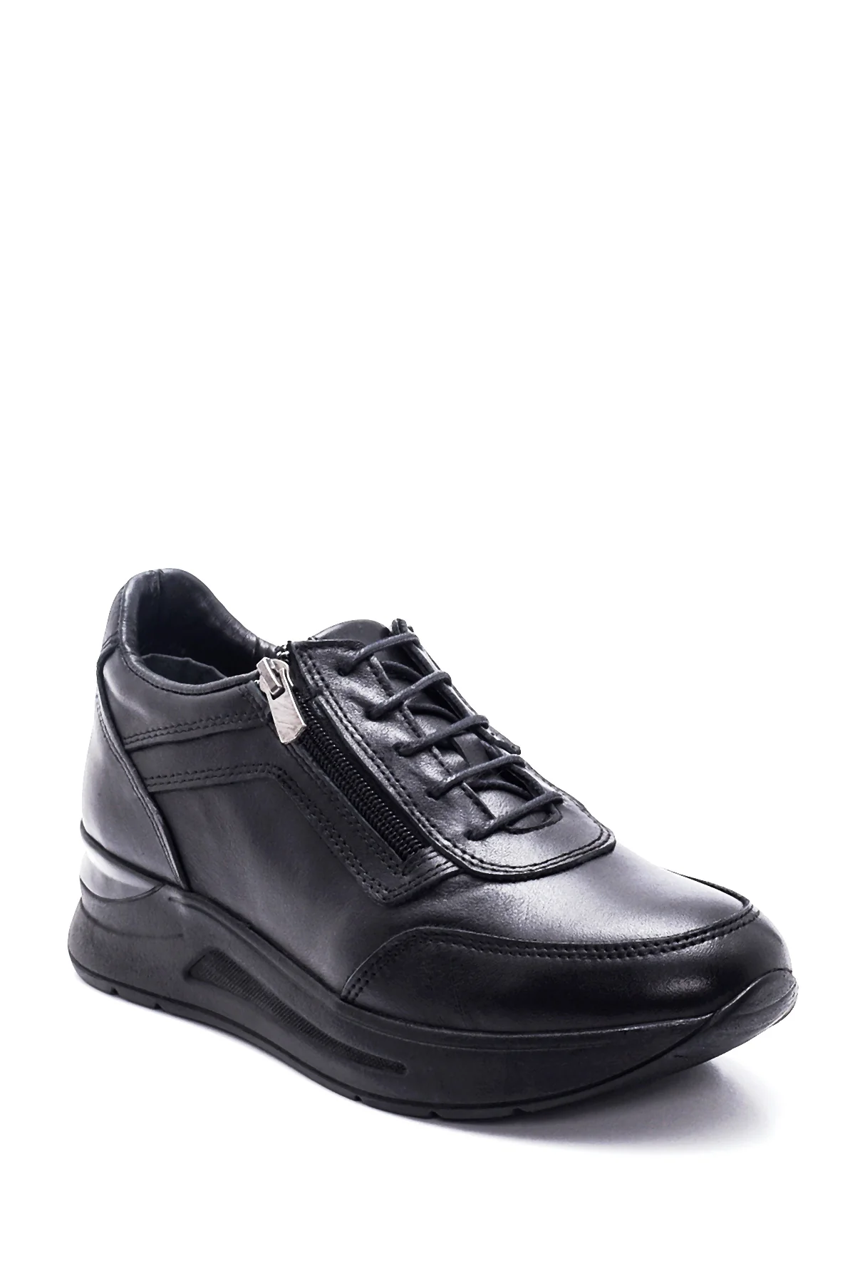 Kadın Deri Fermuar Detaylı Sneaker - Image 3