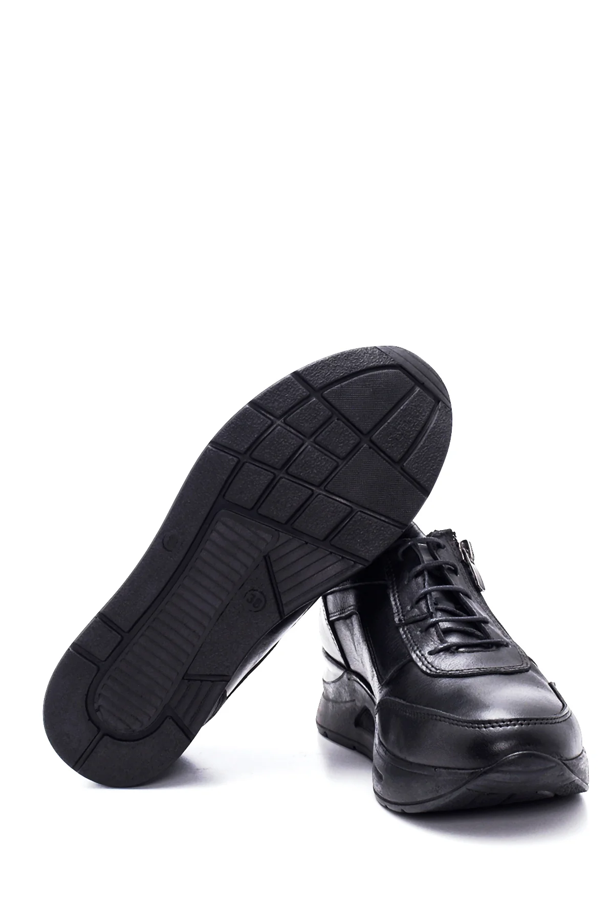 Kadın Deri Fermuar Detaylı Sneaker - Image 4
