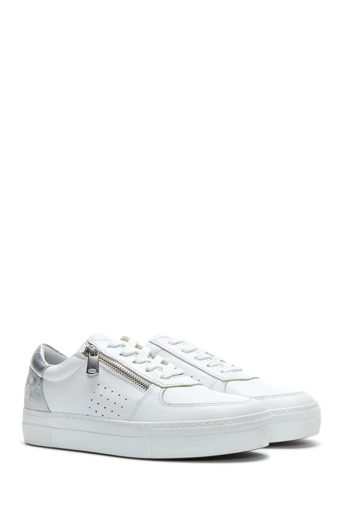 Kadın Deri Fermuarlı Sneaker - Image 3