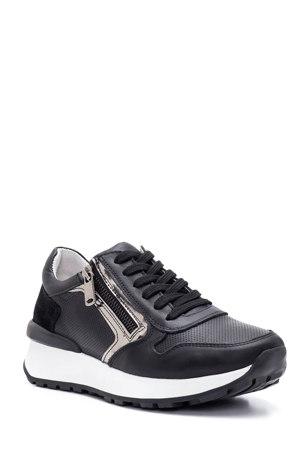 Kadın Deri Fermuarlı Sneaker - Image 3