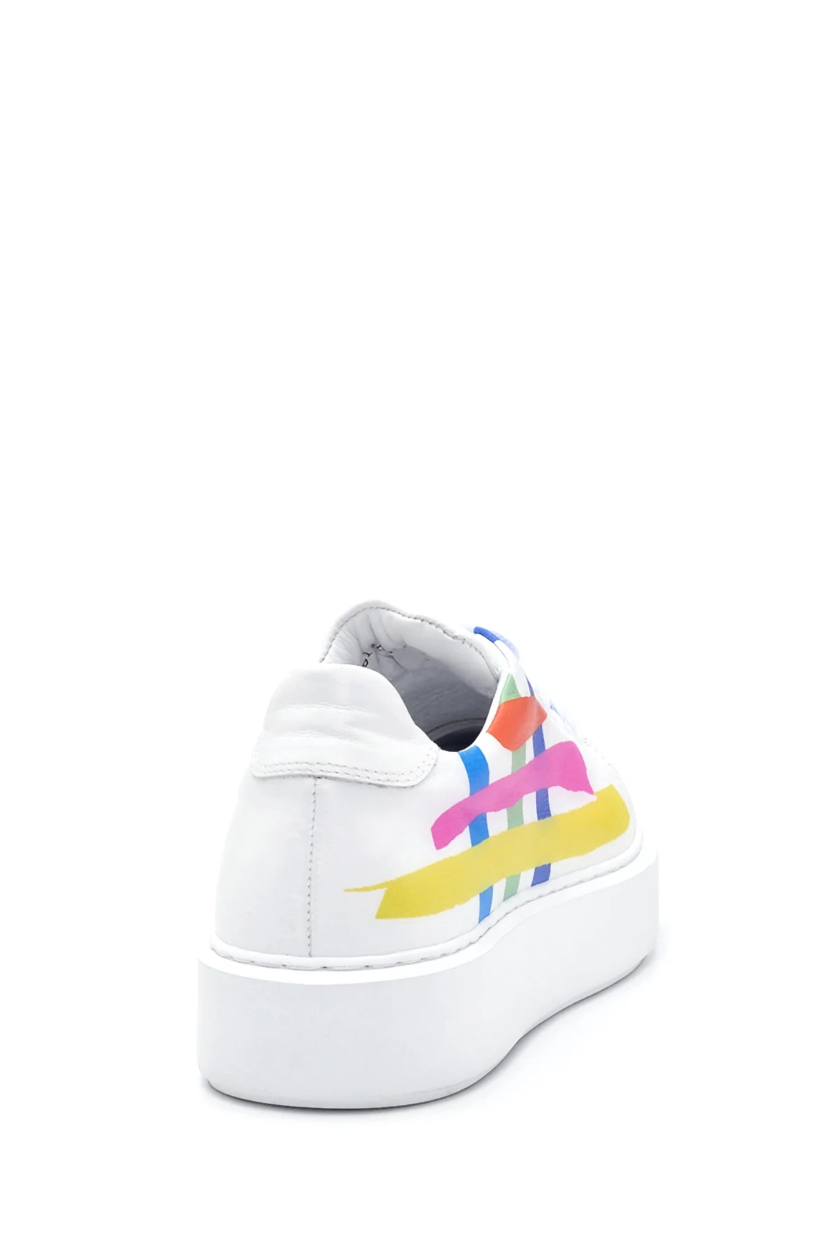Kadın Deri Renkli Şeritli Sneaker - Image 5