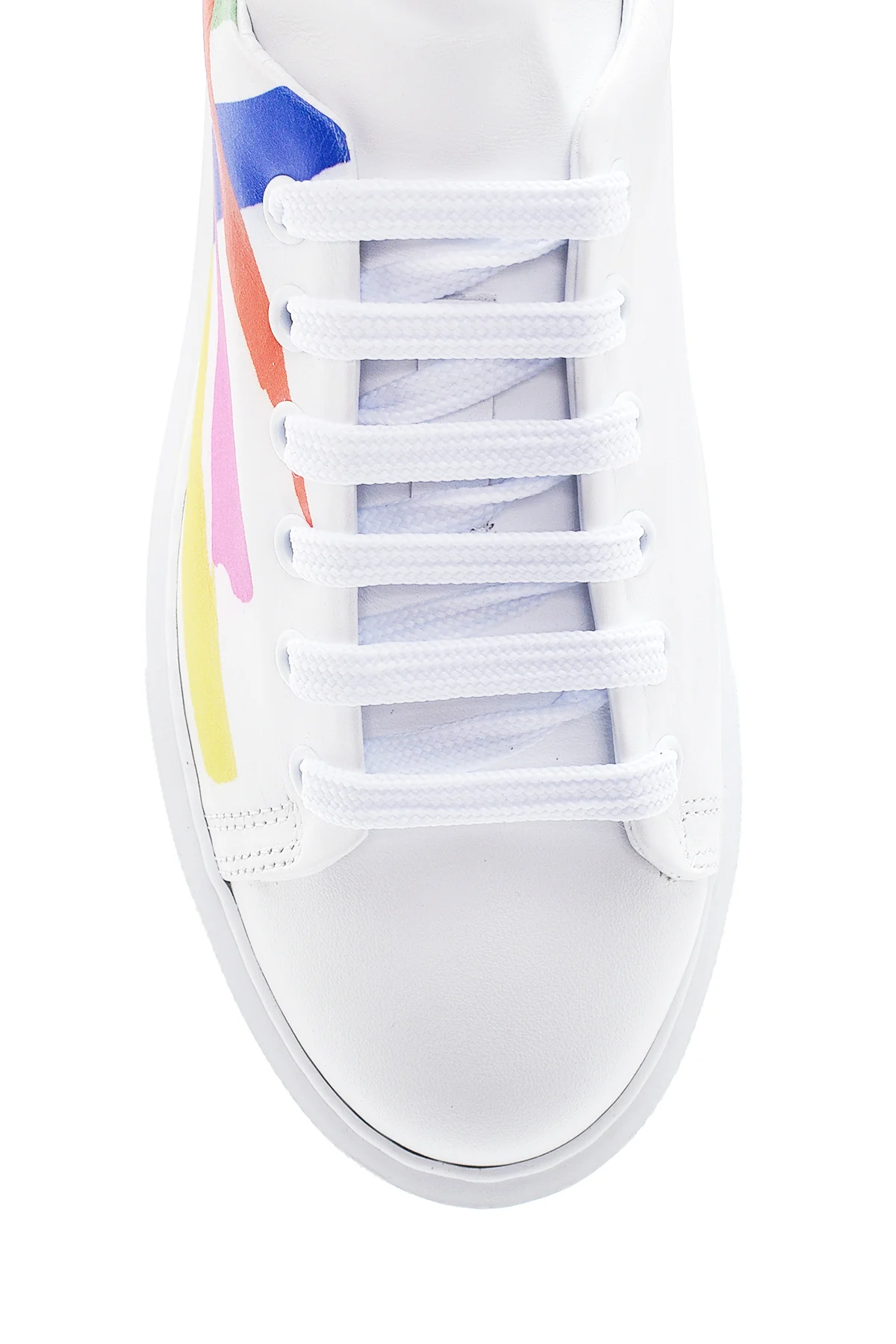 Kadın Deri Renkli Şeritli Sneaker - Image 6