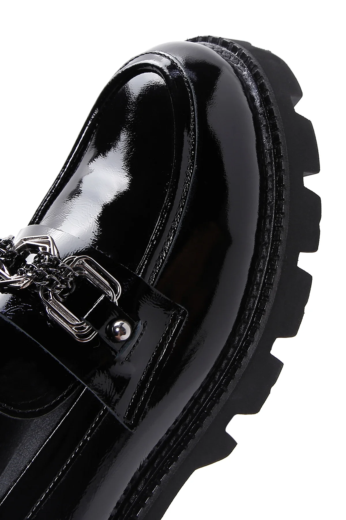 Kadın Deri Rugan Maskülen Loafer - Image 9