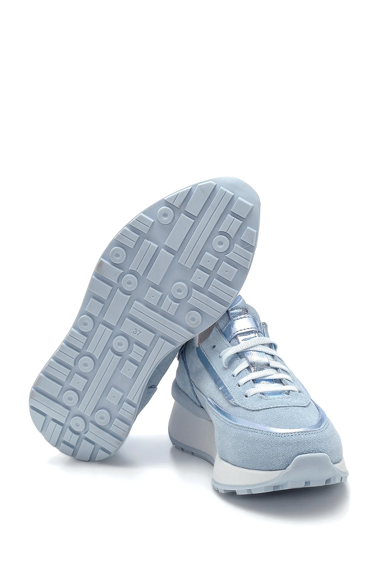Kadın Deri Süet Yüksek Taban Sneaker - Image 4