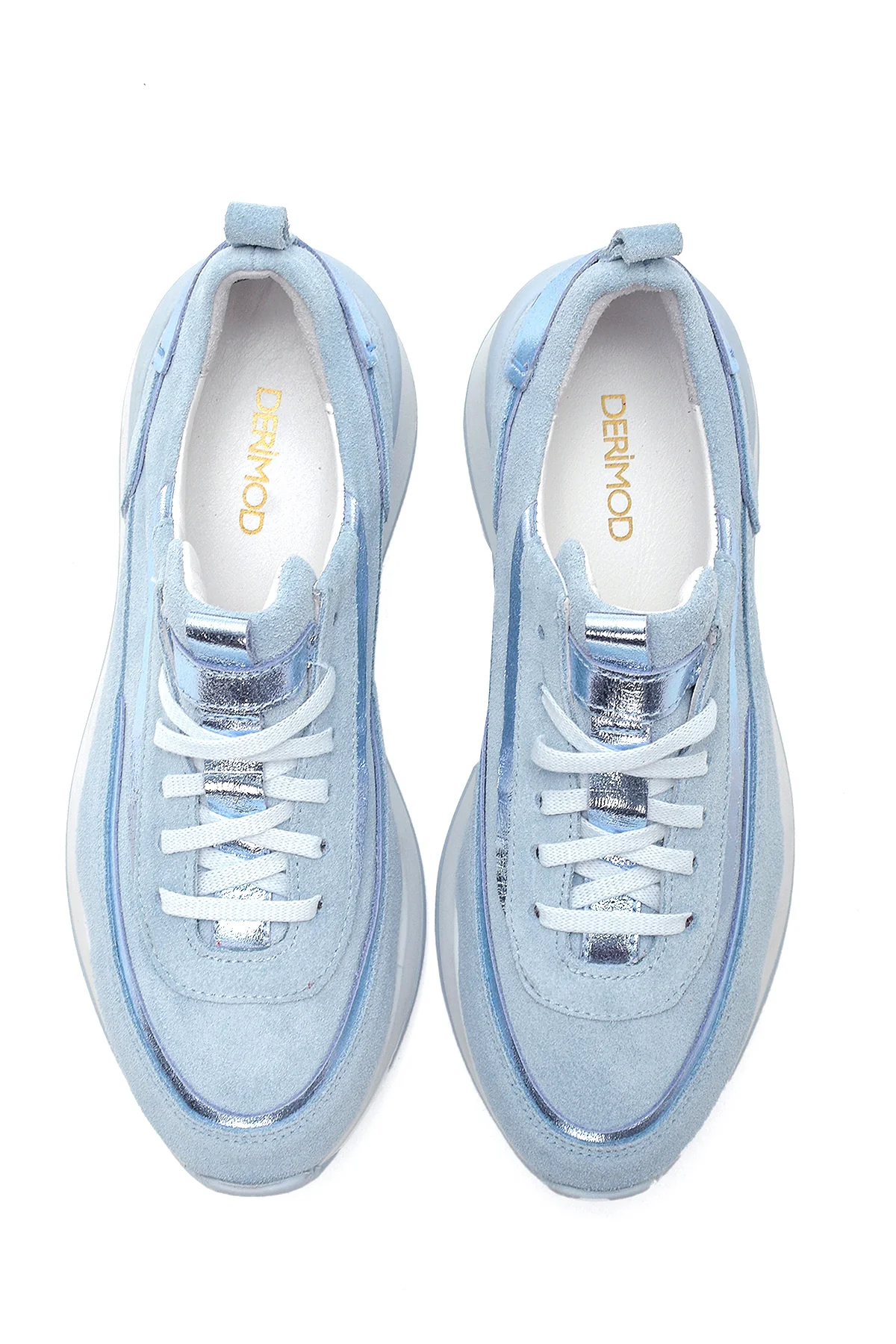 Kadın Deri Süet Yüksek Taban Sneaker - Image 6