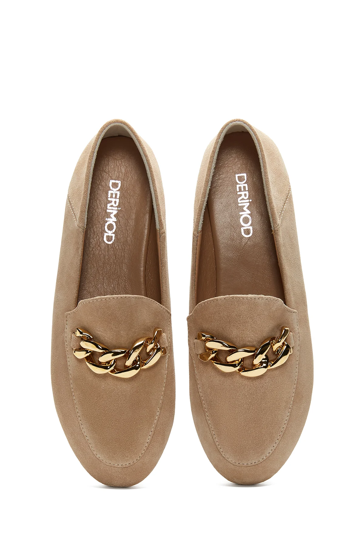 Kadın Deri Süet Zincirli Loafer - Image 6