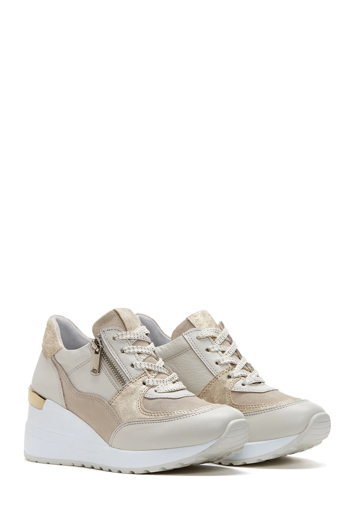 Kadın Deri Yüksek Taban Sneaker - Image 3