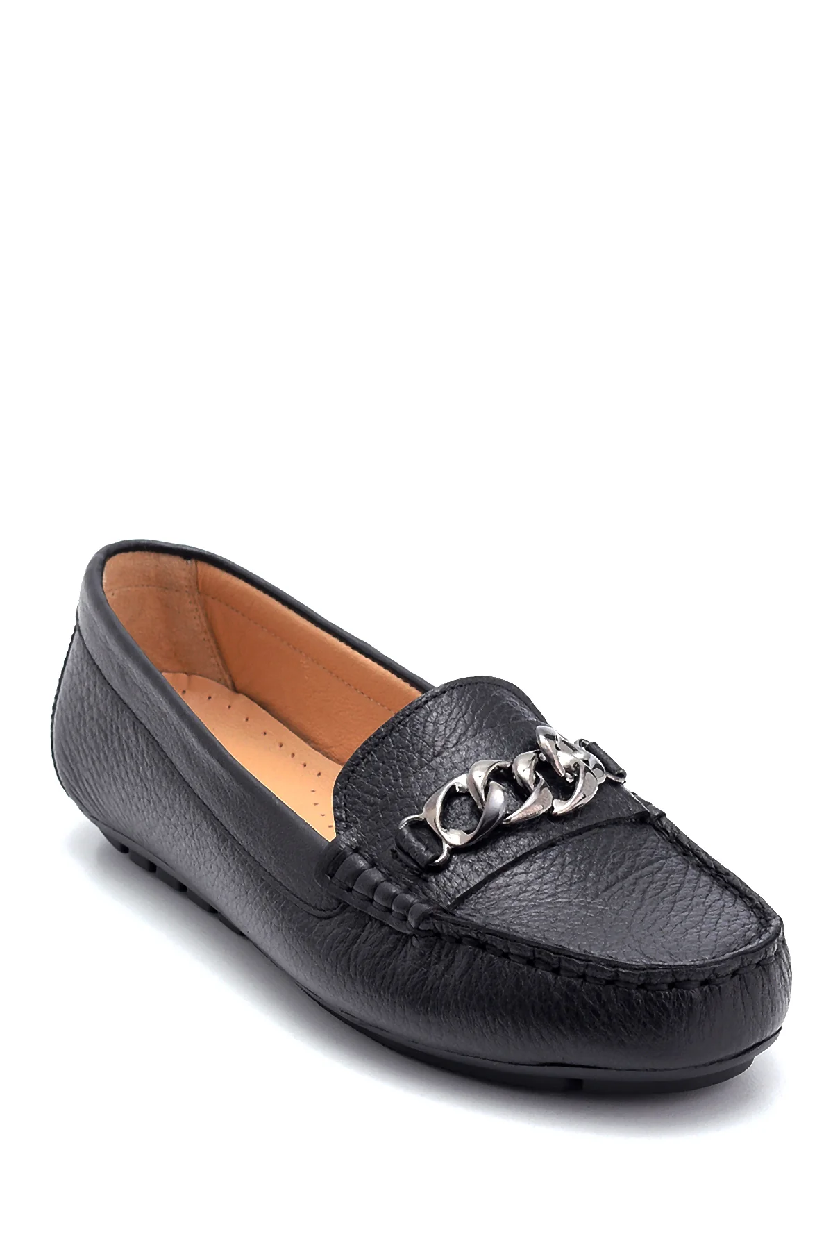 Kadın Deri Zincir Detaylı Loafer - Image 2