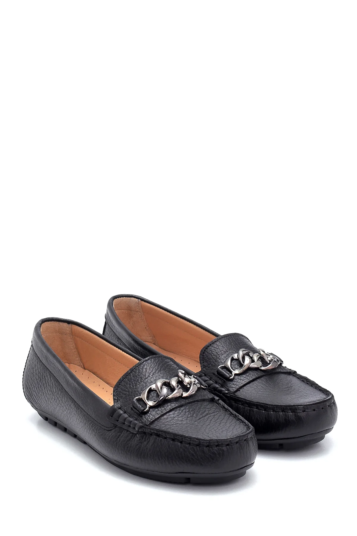 Kadın Deri Zincir Detaylı Loafer - Image 3