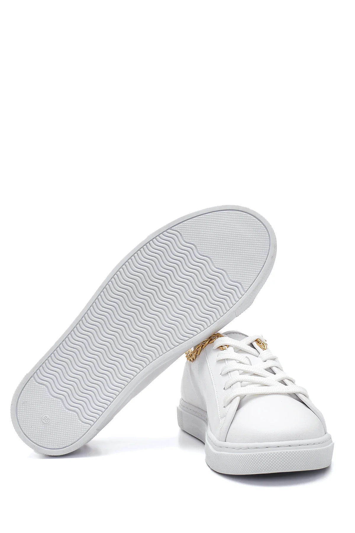 Kadın Deri Zincirli Sneaker - Image 4