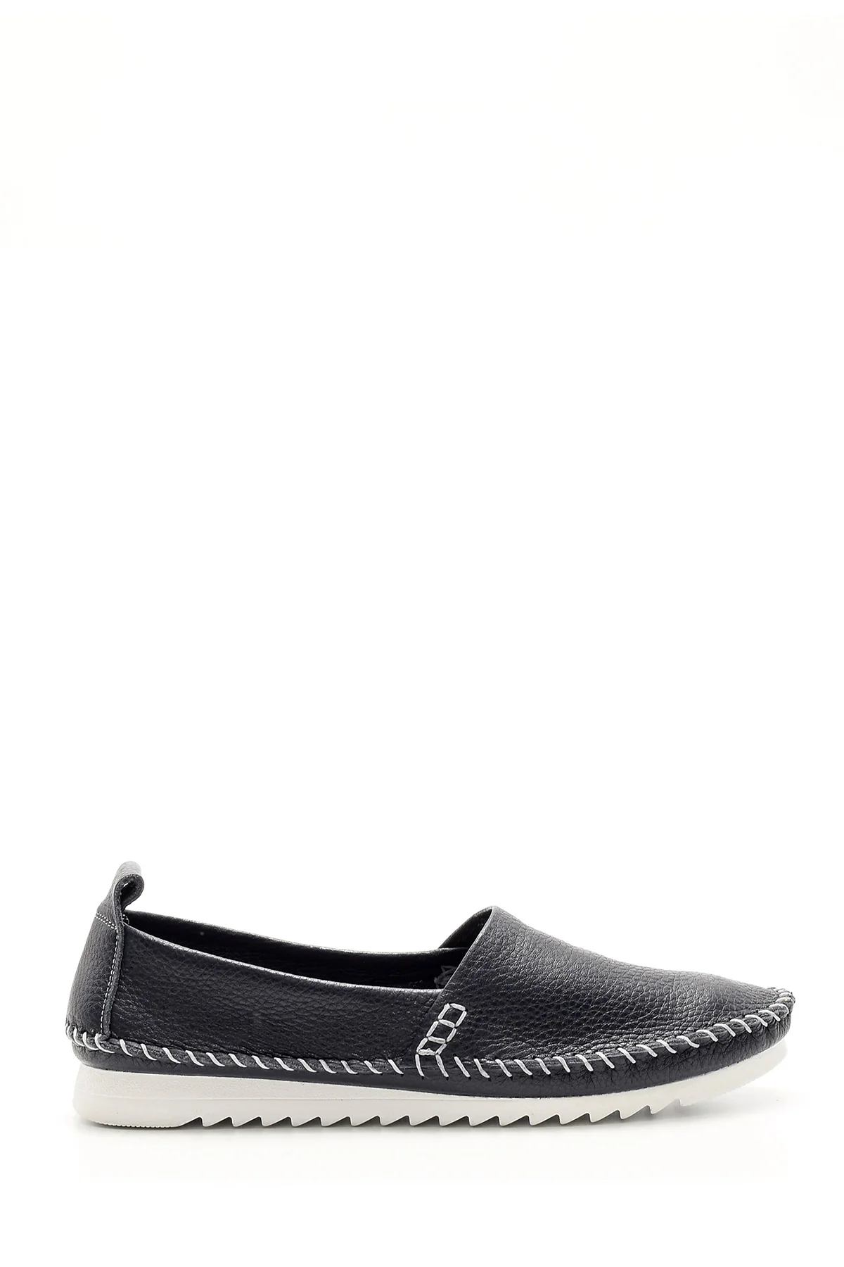 Kadın Dikiş Detaylı Deri Loafer