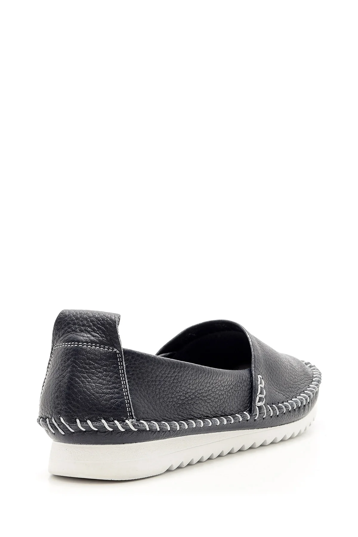 Kadın Dikiş Detaylı Deri Loafer - Image 5