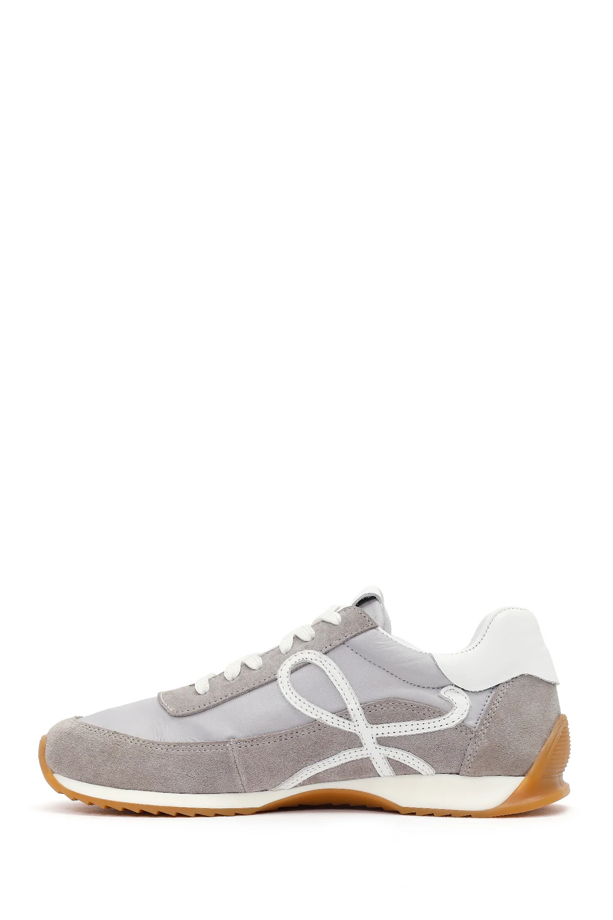 Kadın Gri Bağcıklı Deri Sneaker - Image 3