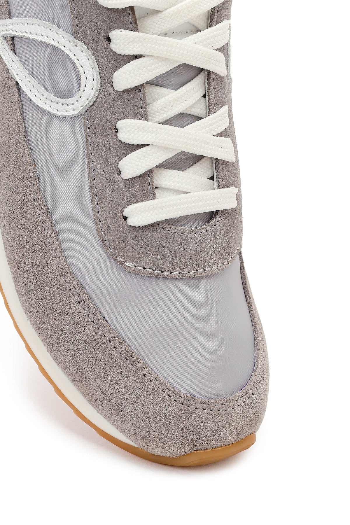 Kadın Gri Bağcıklı Deri Sneaker - Image 9