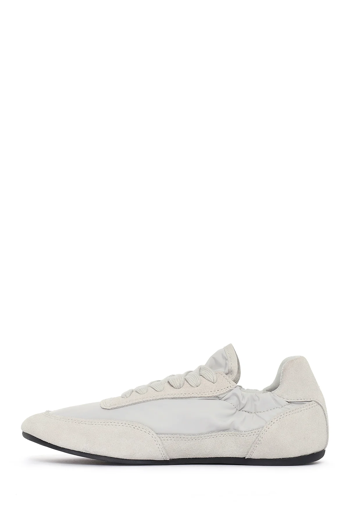 Kadın Gri Bağcıklı Deri Sneaker - Image 3