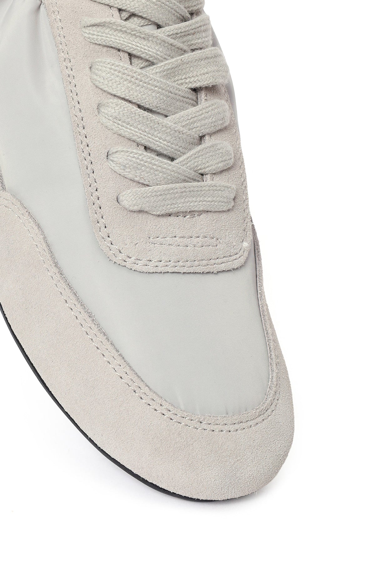 Kadın Gri Bağcıklı Deri Sneaker - Image 9