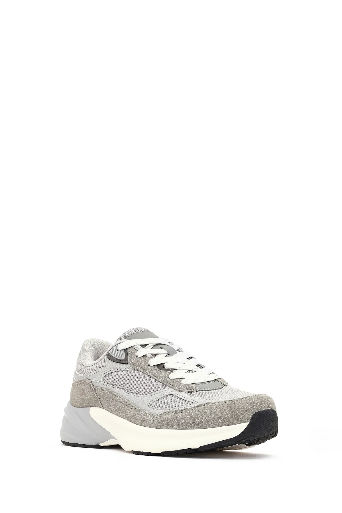 Kadın Gri Bağcıklı Kalın Tabanlı Sneaker - Image 6