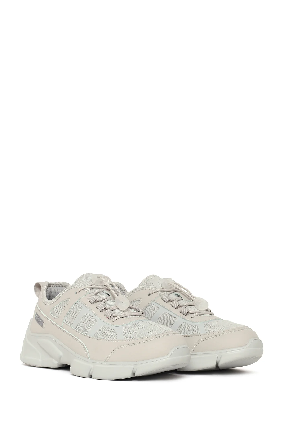 Kadın Gri Bağcıklı Kalın Tabanlı Sneaker - Image 2