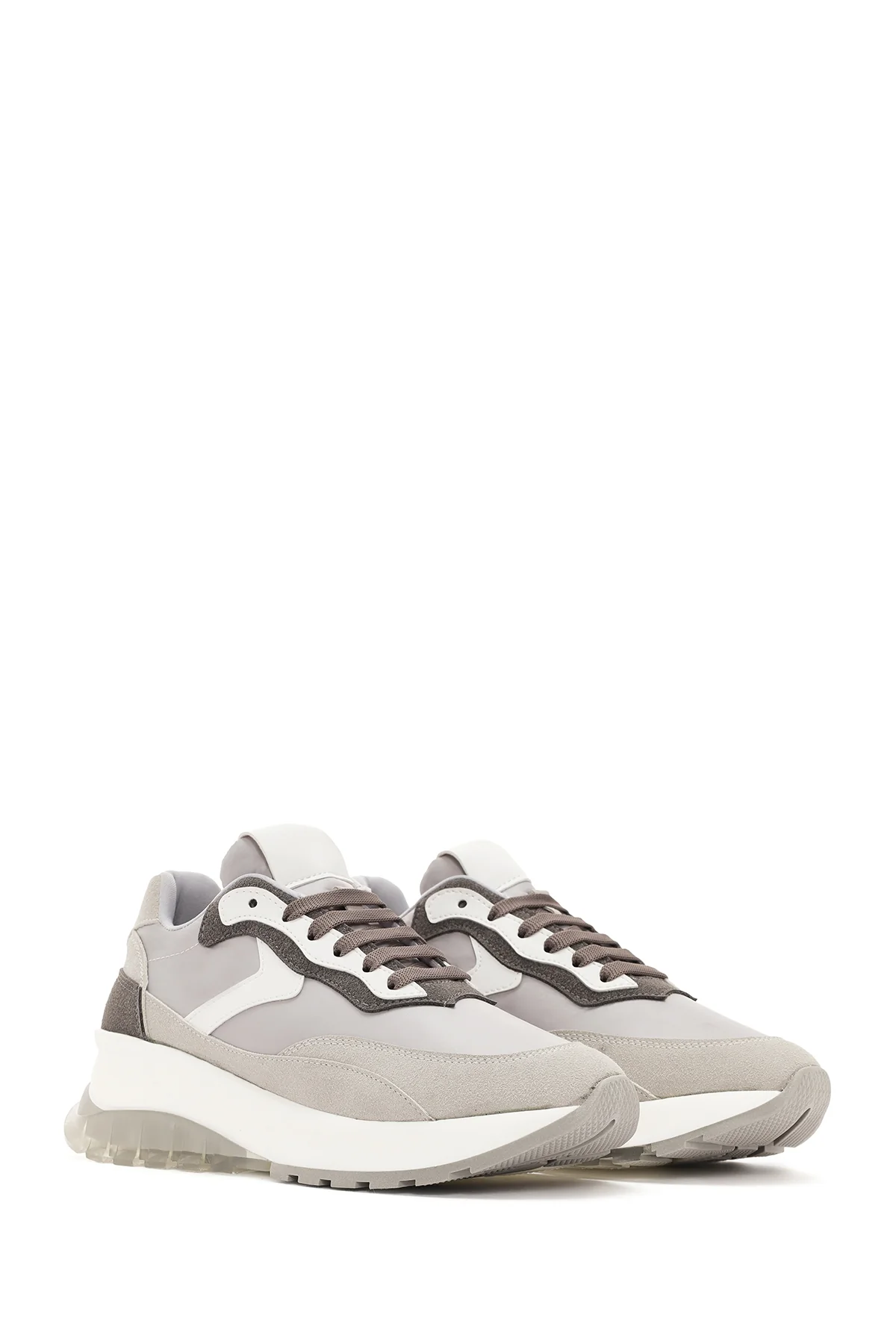Kadın Gri Bağcıklı Kalın Tabanlı Spor Sneaker - Image 3