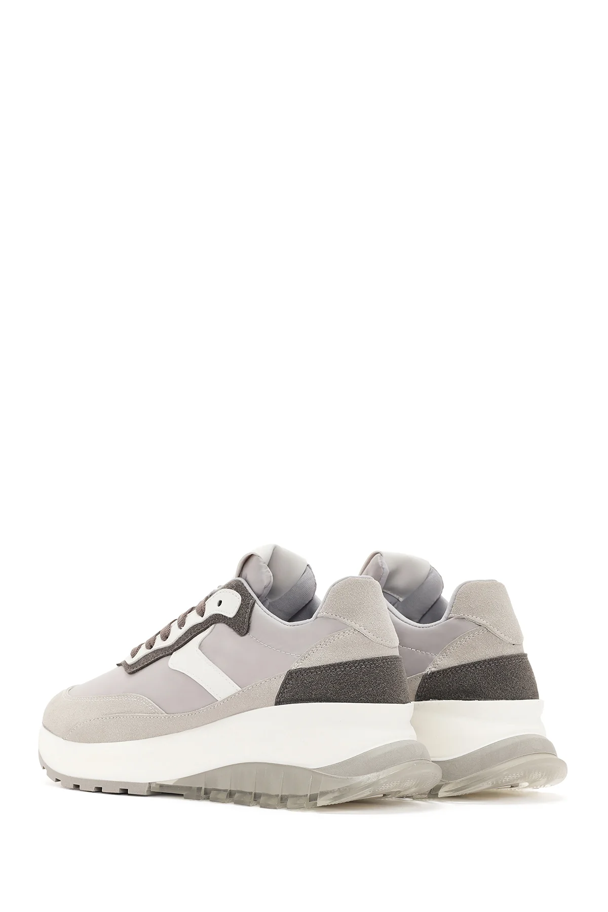 Kadın Gri Bağcıklı Kalın Tabanlı Spor Sneaker - Image 5