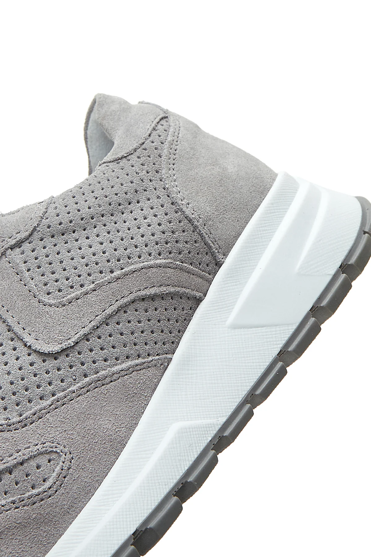 Kadın Gri Bağcıklı Süet Deri Sneaker - Image 7