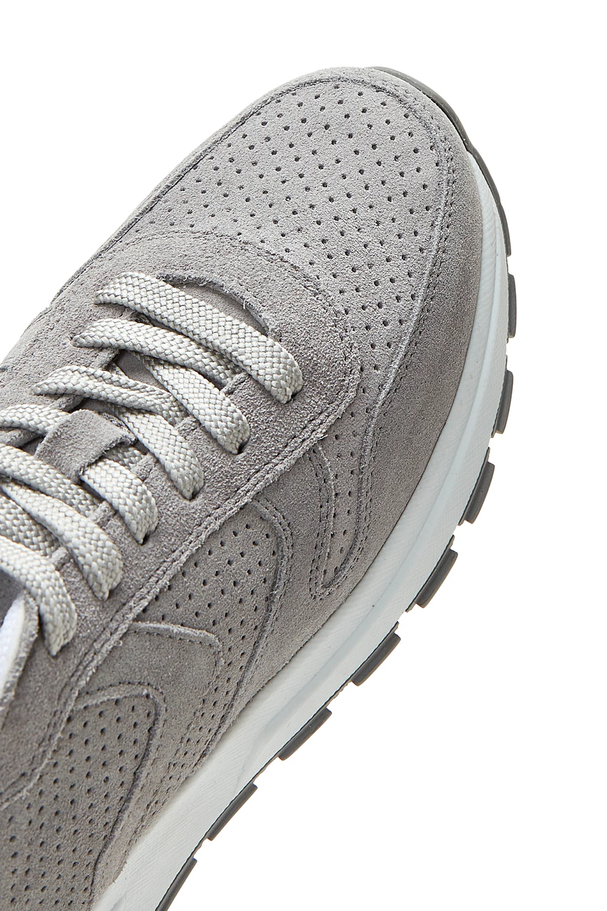Kadın Gri Bağcıklı Süet Deri Sneaker - Image 8