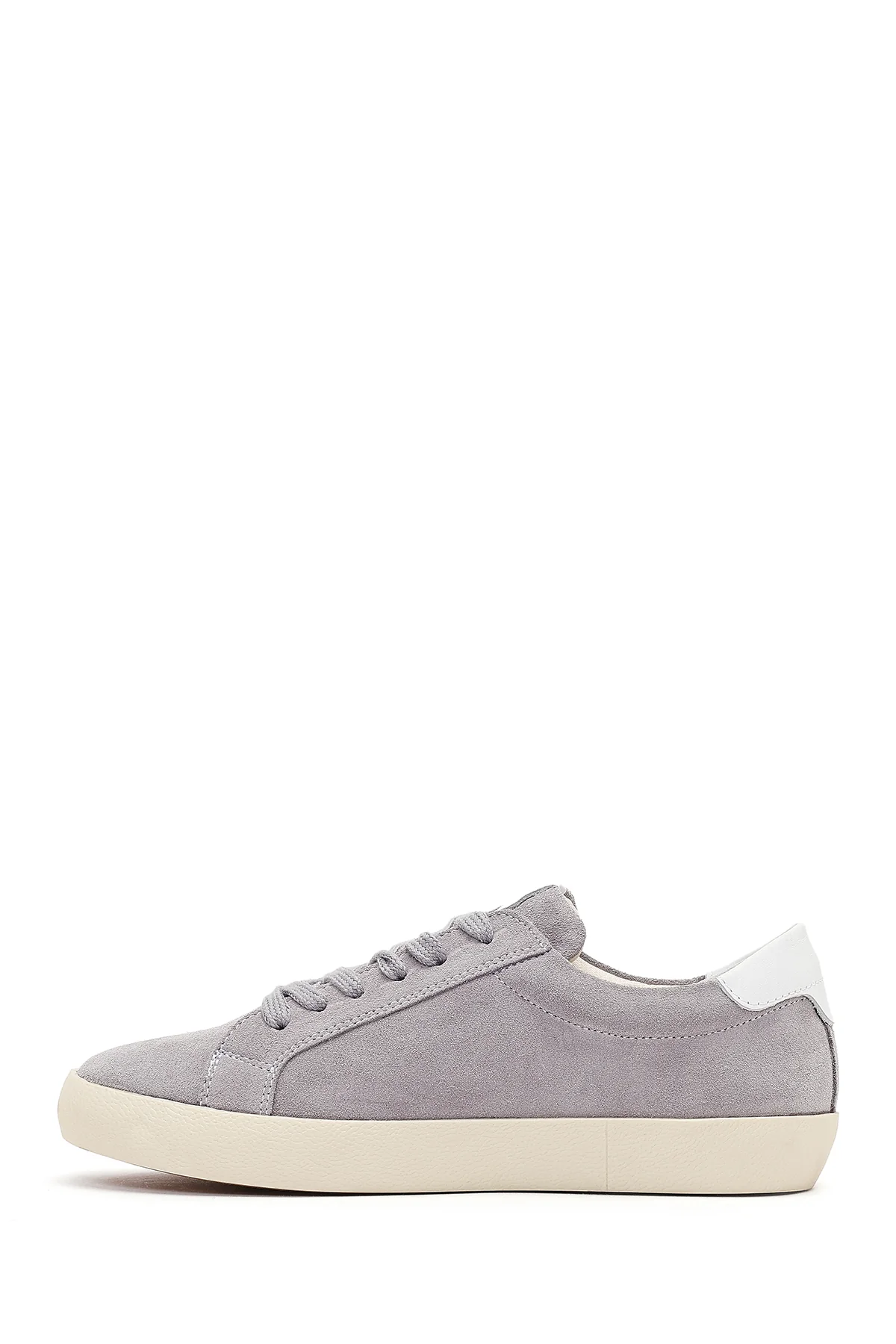 Kadın Gri Bağcıklı Süet Deri Sneaker - Image 3