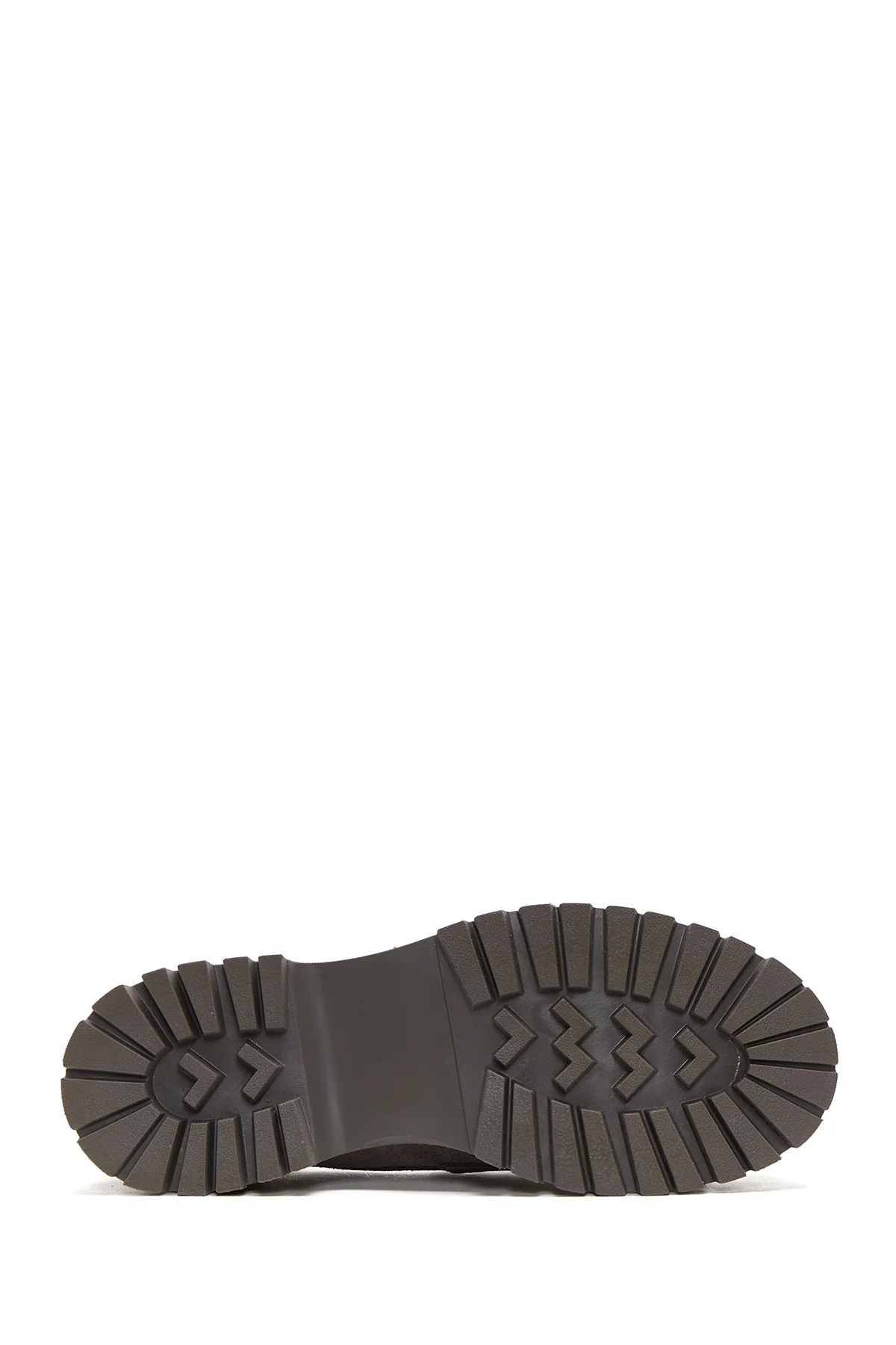 Kadın Gri Deri Süet Maskülen Loafer - Image 4