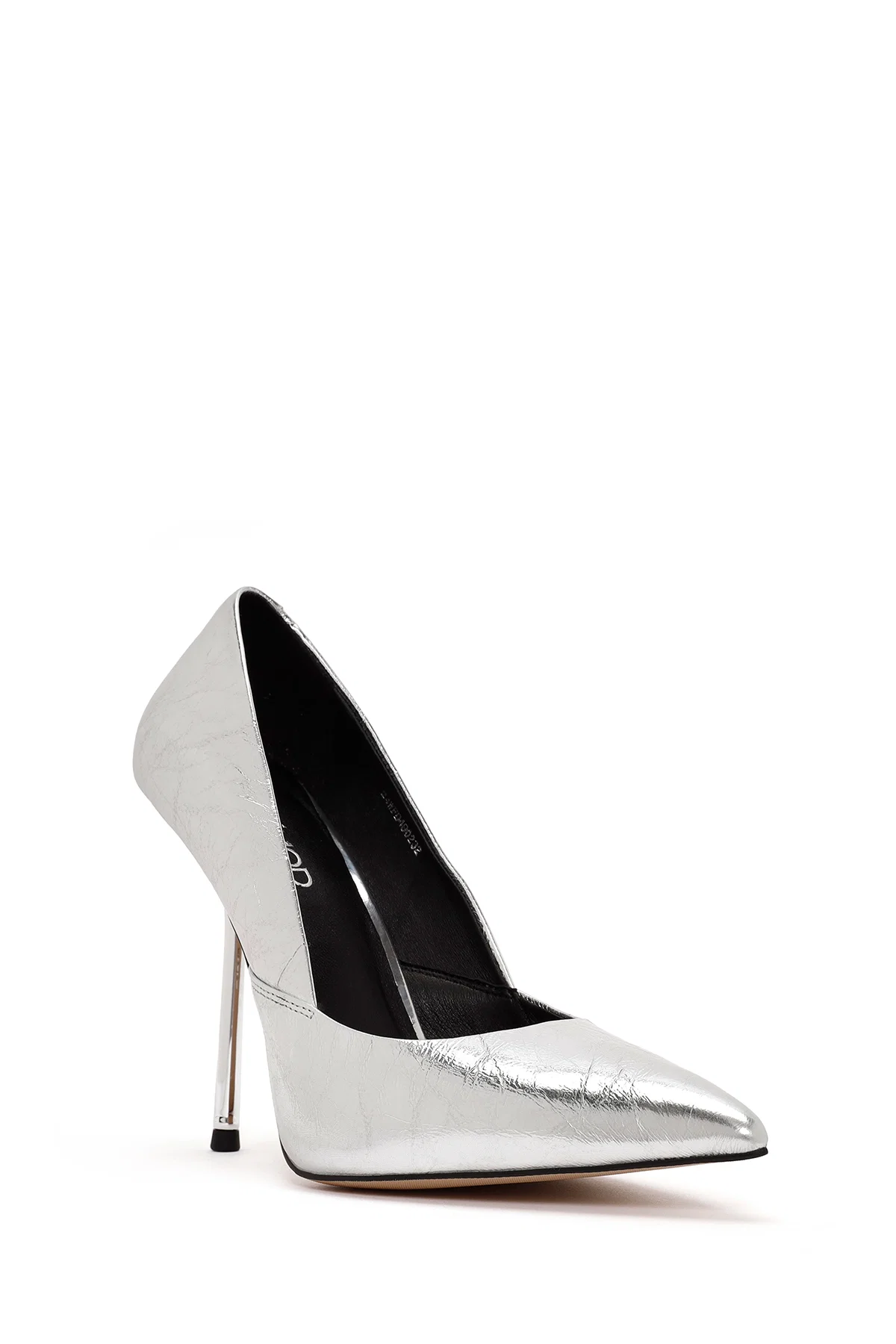 Kadın Gri İnce Topuklu Metalik Deri Stiletto - Image 7