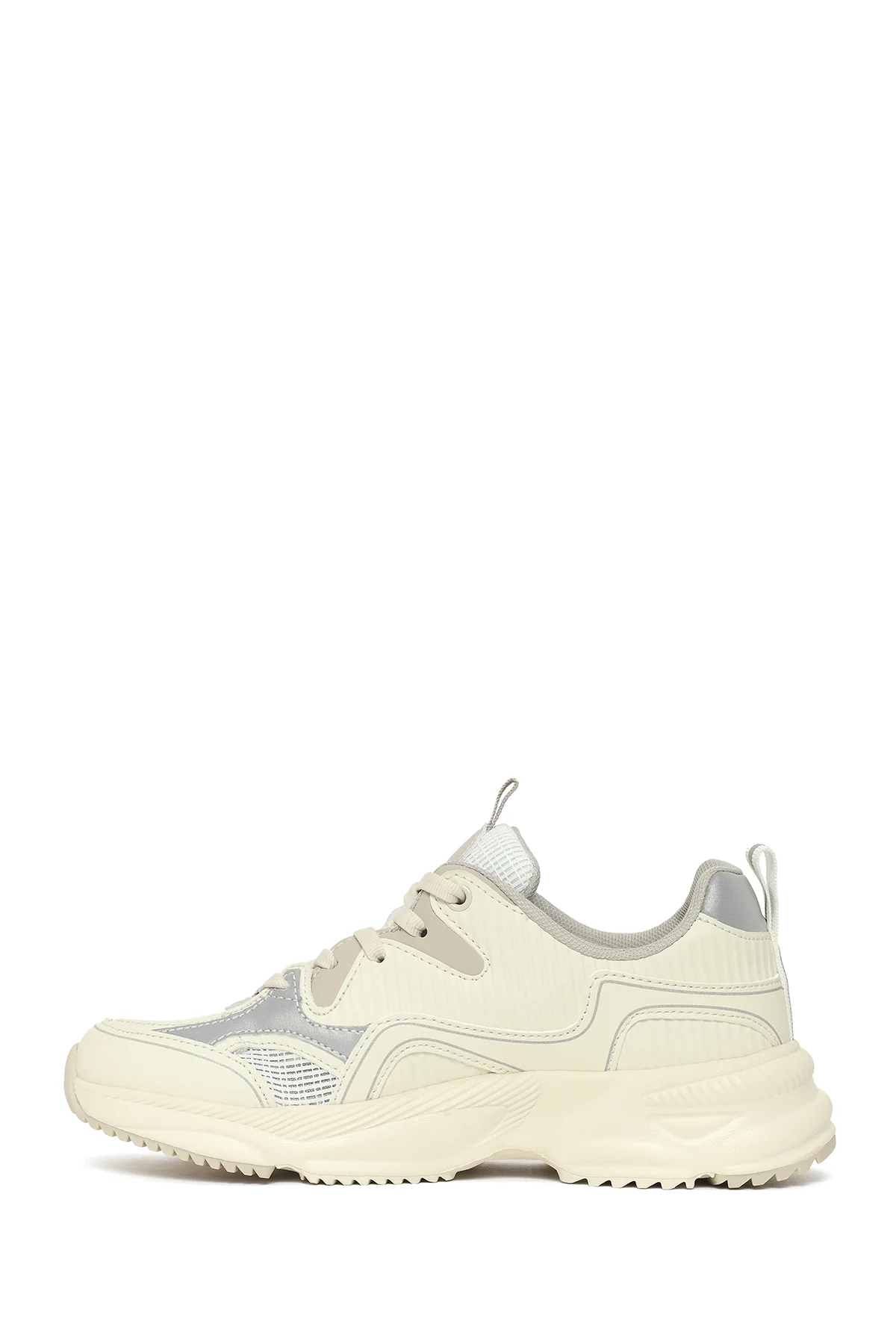 Kadın Gri Kalın Tabanlı Bağcıklı Sneaker - Image 3
