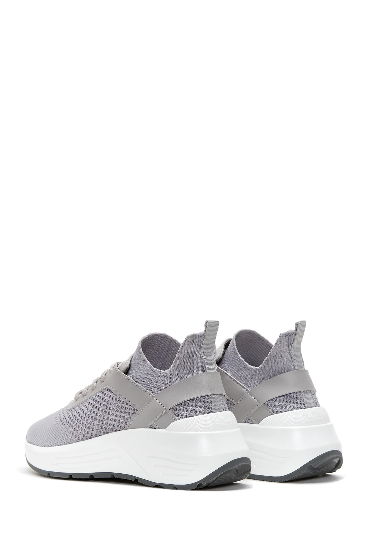Kadın Gri Kalın Tabanlı Kumaş Sneaker - Image 5