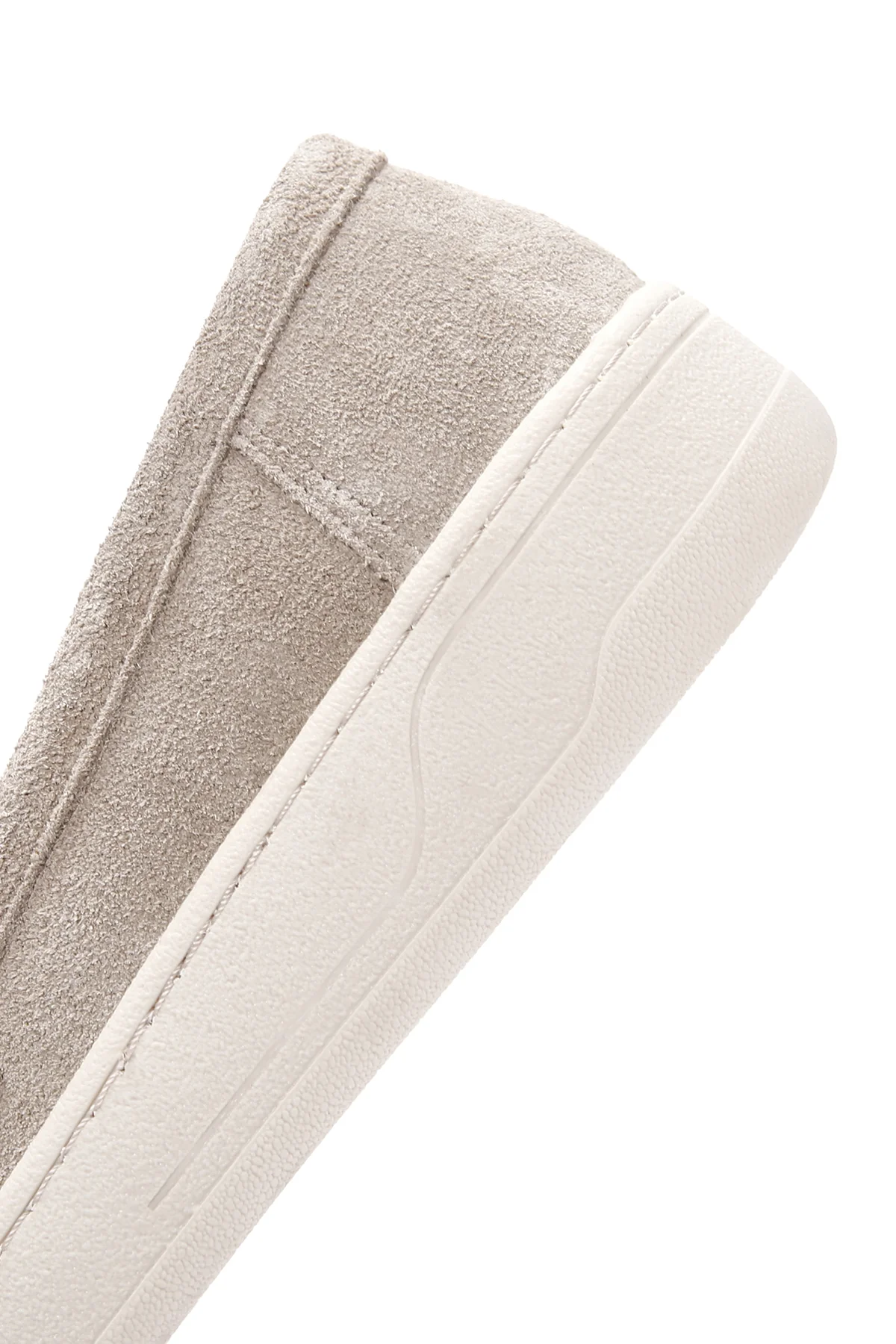 Kadın Gri Süet Deri Casual Loafer - Image 8