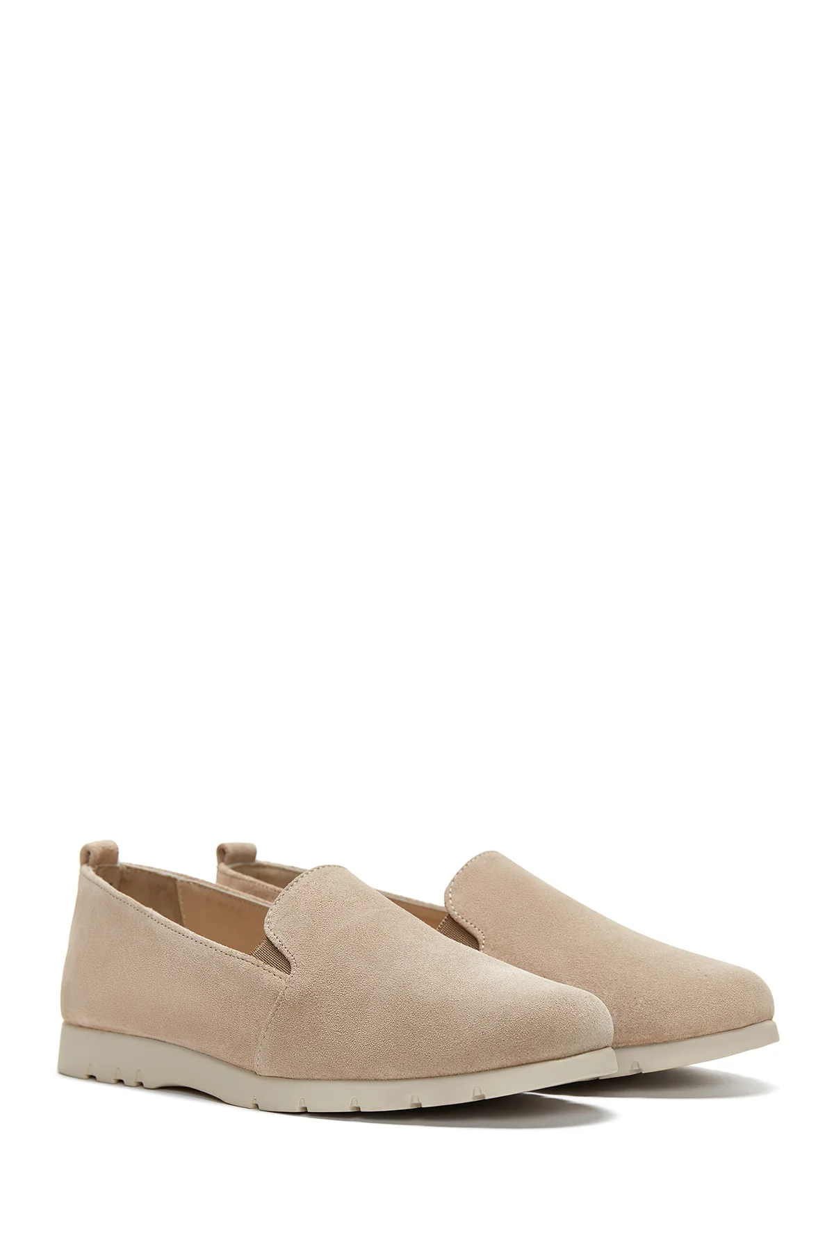 Kadın Gri Süet Deri Comfort Loafer - Image 3