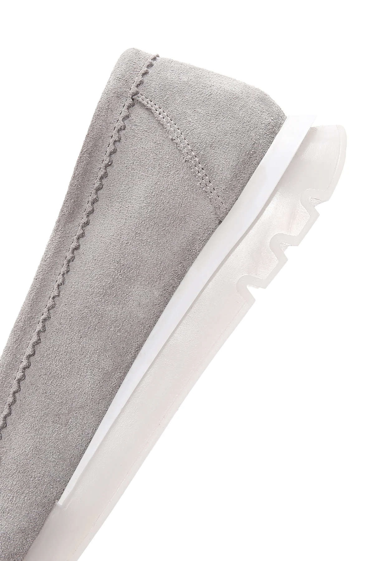 Kadın Gri Süet Deri Comfort Loafer - Image 8